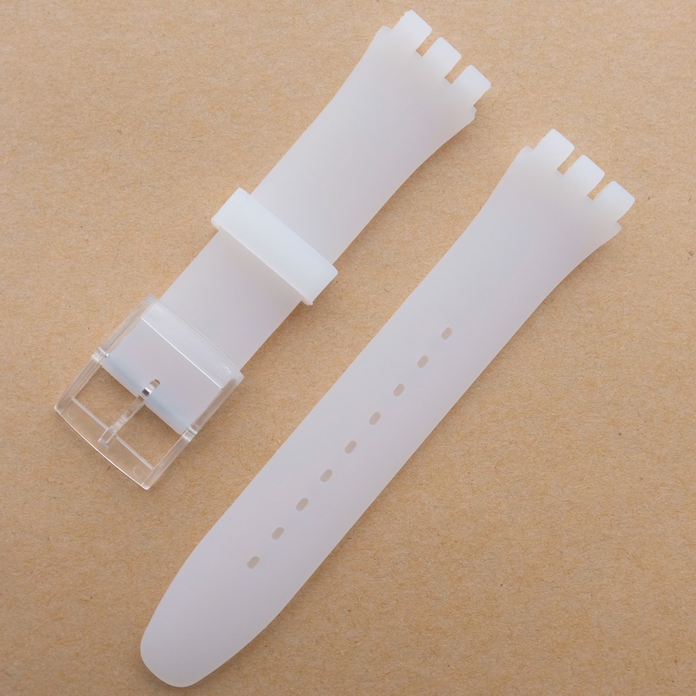 Dây Đeo Đồng Hồ Bằng Cao Su Silicone Màu Đen Có Khóa Cài 17mm 19mm 20mm 16Mm Cho SWATCH