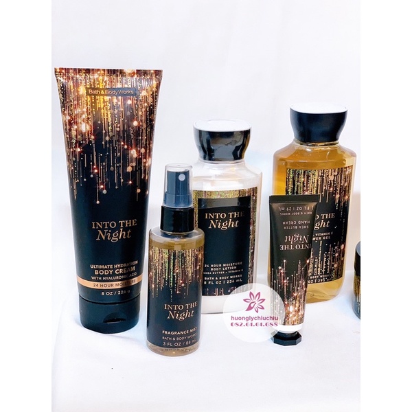 Xịt thơm bodymist, gel tắm, dưỡng thể Into the night Bath and body works
