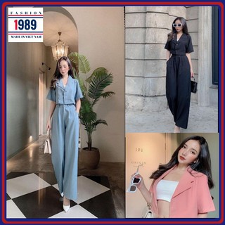 Bộ vest nữ 🌺áo croptop kèm quần ống rộng kiểu dáng hàn quốc vest blazer quần ốnG rộng cạp cao croptop bán kèm áo 2 DÂY