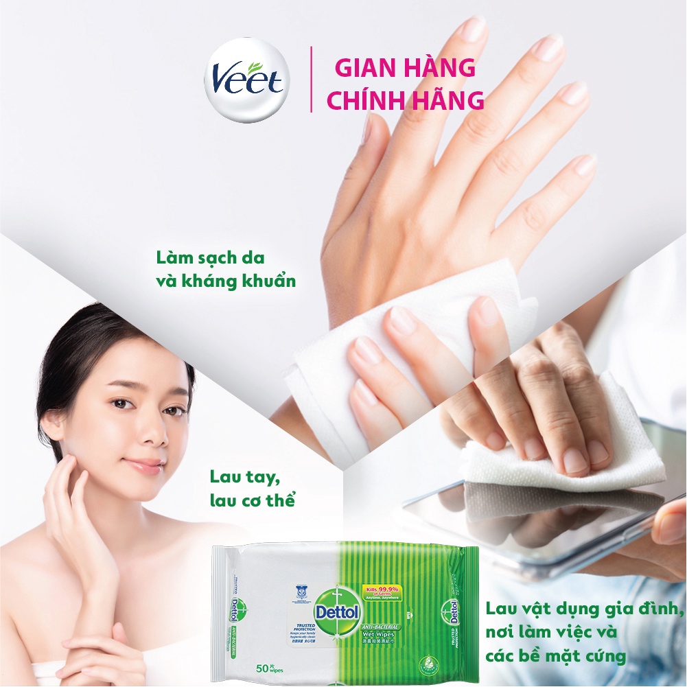 [Quà tặng độc quyền] Khăn ướt kháng khuẩn Dettol 50 tờ