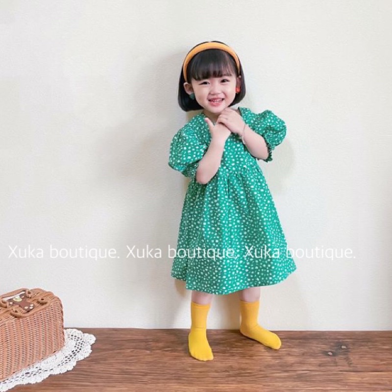 Váy Cộc Tay Mùa Hè Váy Bé Gái Tay Bồng SKYBOMA KIDS Mẫu Mới 2022 Cho Bé Gái [Ảnh Thật]
