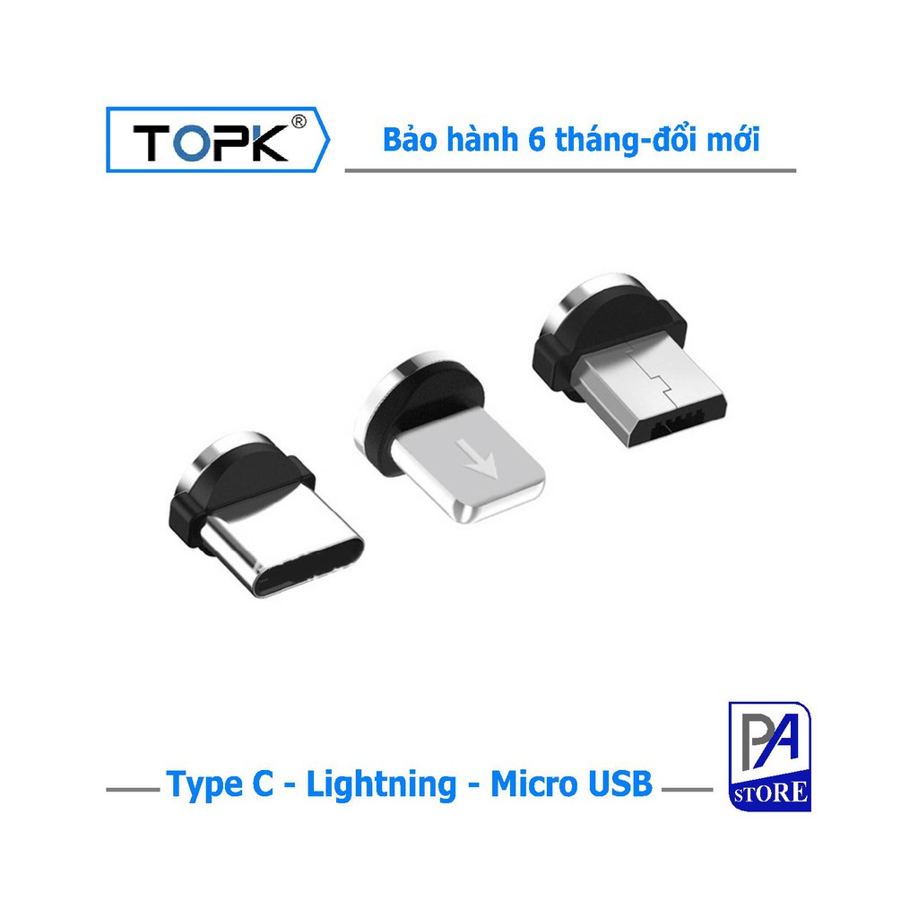 Đầu Cáp Sạc Nam Châm Rời Dùng Cho Cáp TOPK (Lightning, Type C, Micro USB)