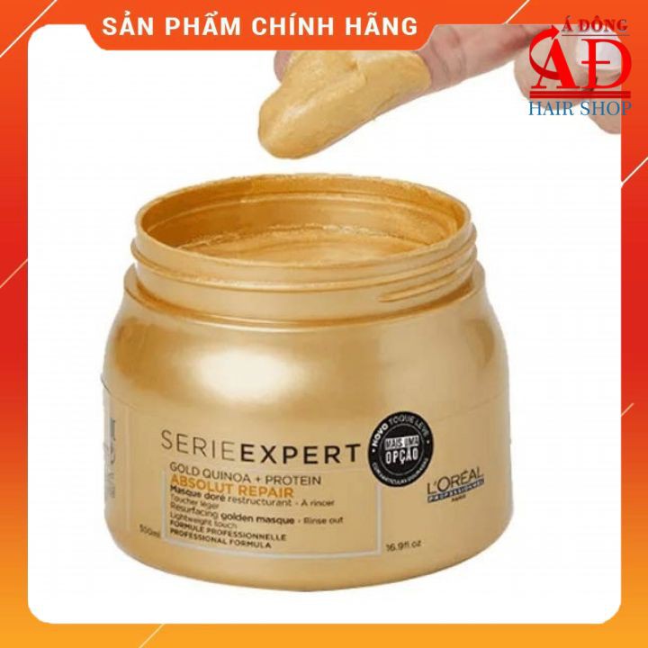 HẤP DẦU NHŨ VÀNG PHỤC HỒI TÓC HƯ TỔN L'ORÉAL SERIE EXPERT GOLD QUINOA + PROTEIN ABSOLUT REPAIR GOLDEN MASQUE 500ml