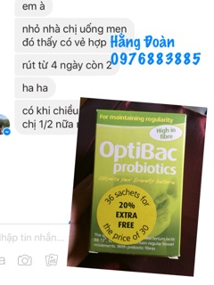 Men Optibac trị táo bón 30 gói