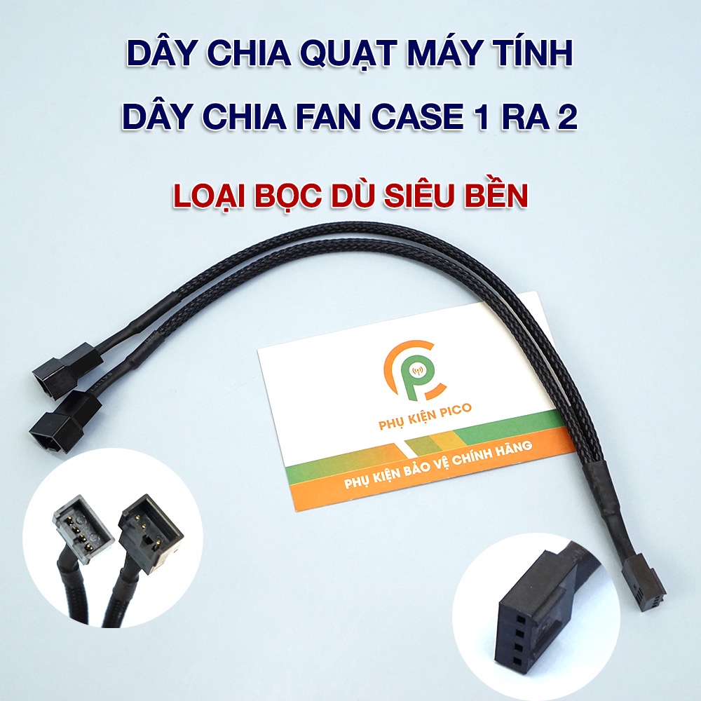 Dây chia nguồn fan 1 ra 2 PWM - Dây chia nguồn quạt case 1 ra 2 có PWM bọc dù siêu bền