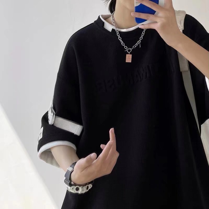 Áo phông nữ  áo đôi áo nam Hàn Quốc Màu sắc rắn simple áo thun nam cổ tròn áo bigsize mùa hè áo thun unisex