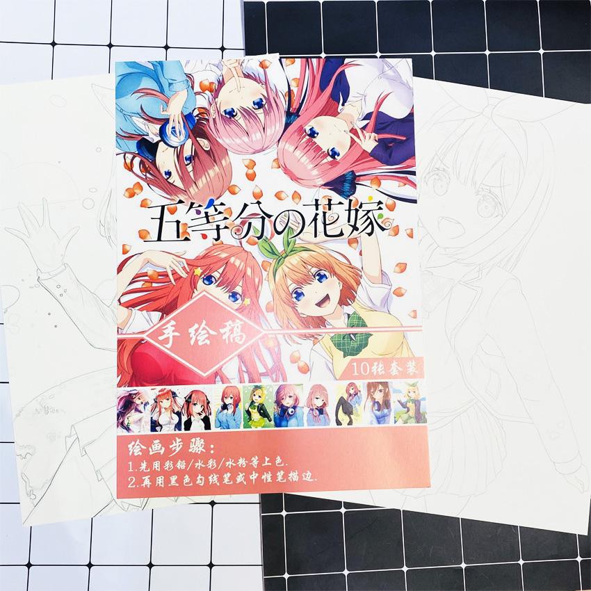 Tranh tô màu Gotoubun no Hanayome Nhà có năm nàng dâu tập bản thảo phác họa anime manga