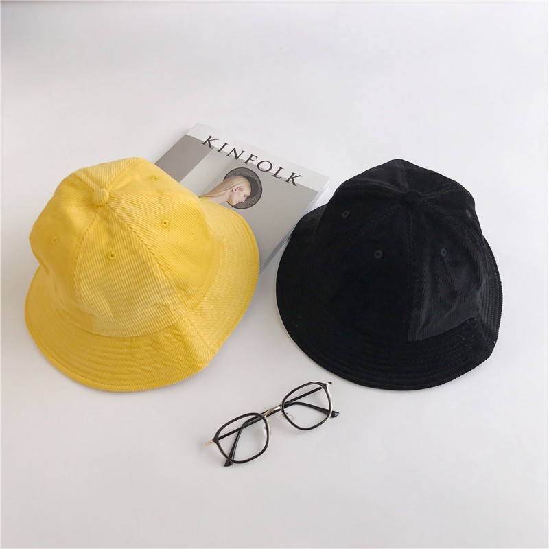 Nón bucket màu trơn Phối sọc nhung Trang nhã