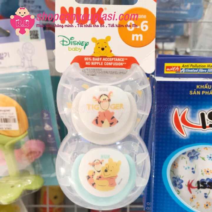 Bộ 2 Ti Giả Nuk Silicon Disney/Mickey Plus 0-6m/6-18m - Có Kèm Hộp Đựng