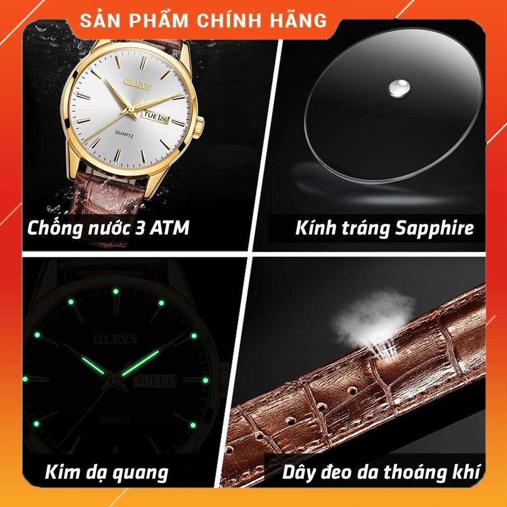 [TẶNG HỘP DA] Đồng Hồ Nam dây da thời trang Cao Cấp OLEVS