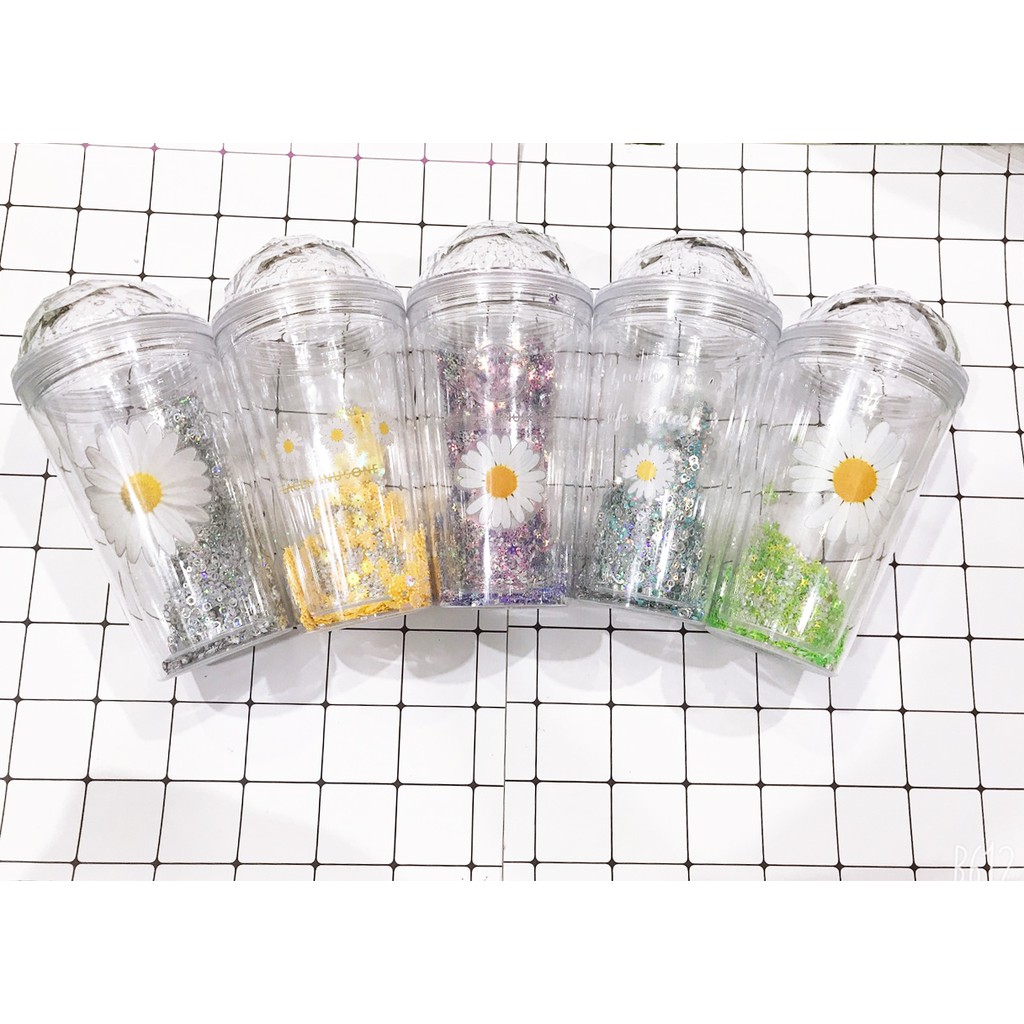 cốc 2 lớp kim tuyến gấu dâu tây lotso thỏ stella cáo lina CNKI21 hoa cúc GD giữ nhiệt ly 2 lớp làm lạnh dễ thương