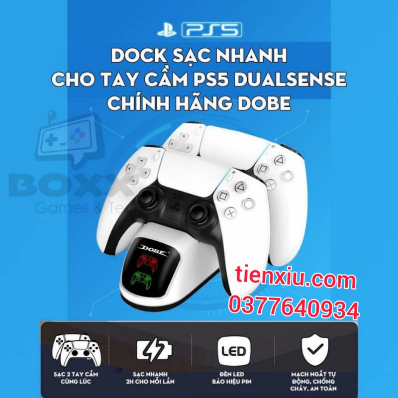 Đế sạc tay Ps5 dock sạc tay cầm ps5 sạc đơn sạc đôi ps5 hãng Dobe, kẹp tay PS5 , đế dựng tay Ps5 ,sạc tay cầm PS5 đủ mã