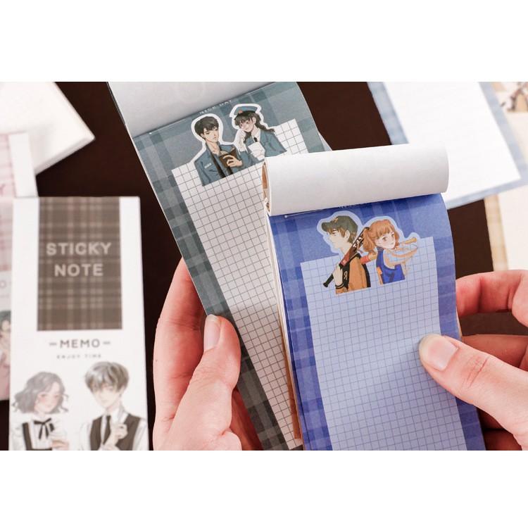 SN12 Giấy ghi chú sticky note school love - 3 loại giấy trong 1 set 48 trang