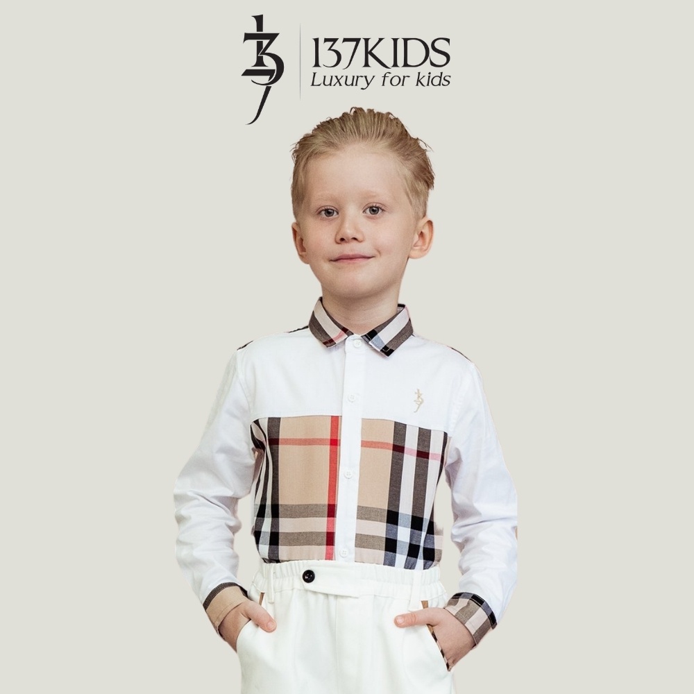 Áo sơ mi dài tay BBR bé trai 137KIDS thiết kế chất cotton thấm hút mồ hôi