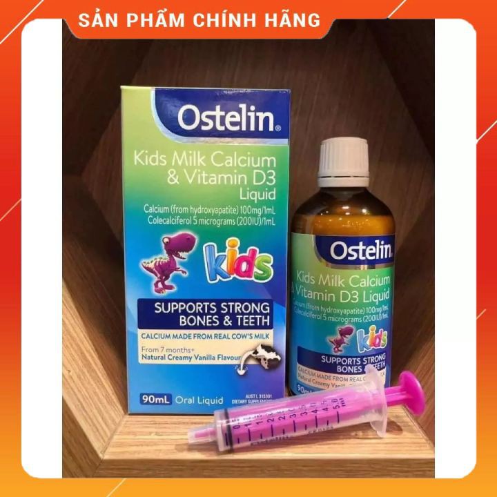 Canxi Nước Khủng Long Ostelin Kids Milk Calcium & D3 Liquid Úc (90ml) 🔥𝐍𝐄𝐖🔥 Cho Trẻ Từ 7 Tháng Tuổi