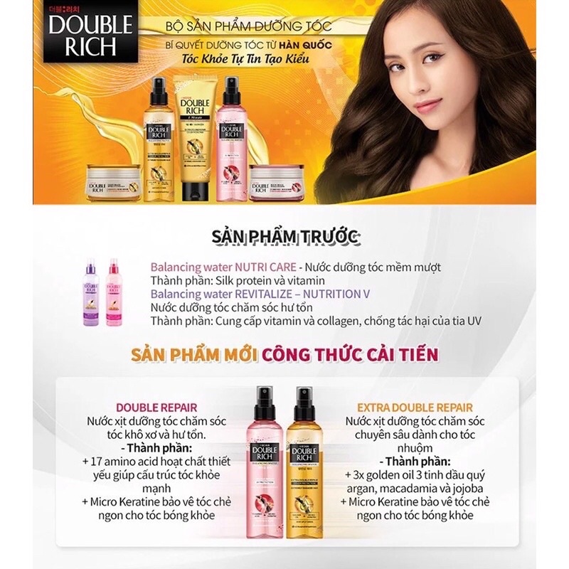 Xịt Dưỡng Tóc Double Rich Double Repair Chính Hãng