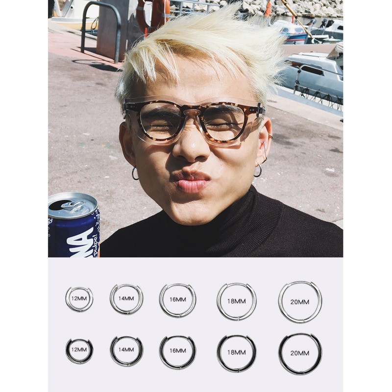 Bông Tai Tròn Bằng Thép Titan Phong Cách Hàn Quốc