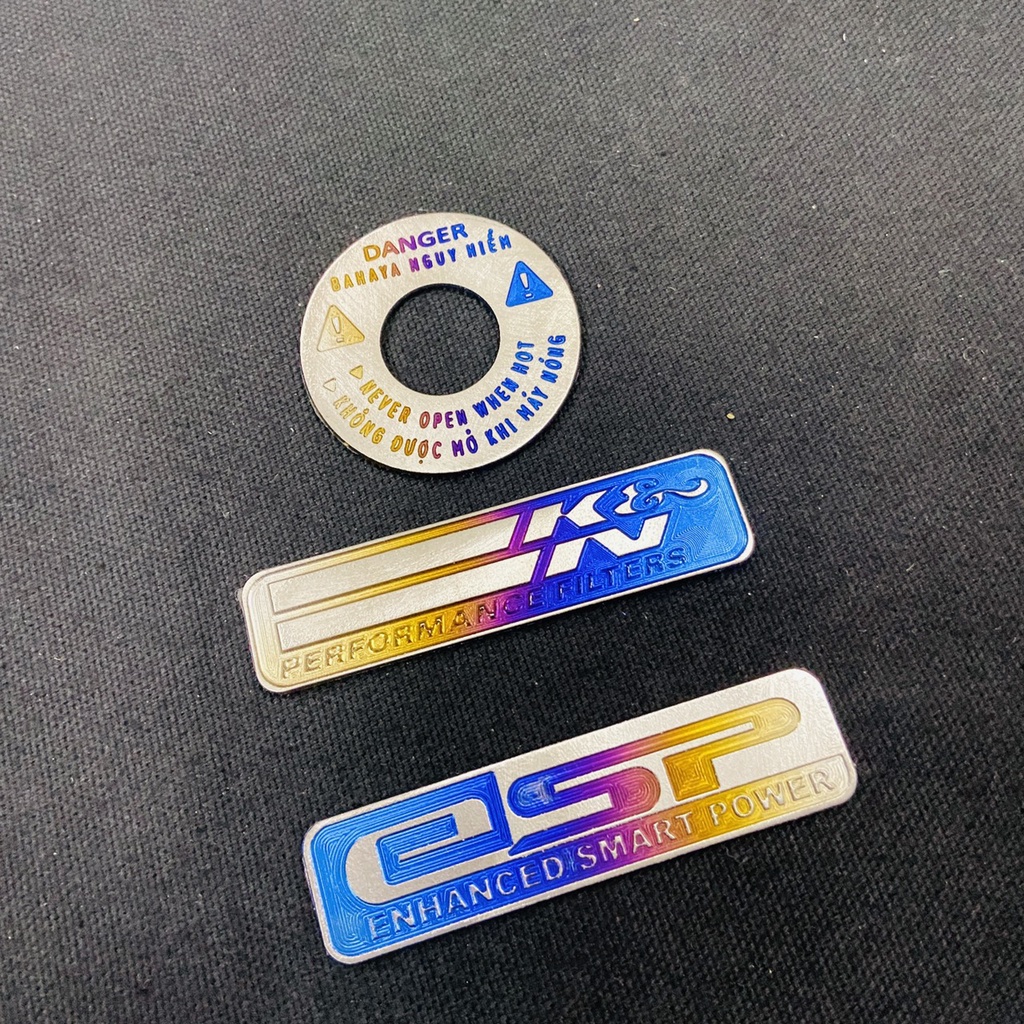 Combo tem titan dán NẮP NƯỚC và logo KN dán pô e các dòng xe Vario, Click, Vision, AB