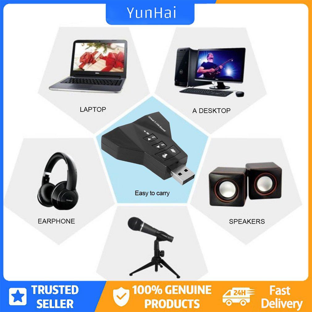 Bộ chuyển đổi card âm thanh âm thanh ảo 7.1 Mic 3.5mm Bộ điều hợp loa USB Mic | BigBuy360 - bigbuy360.vn