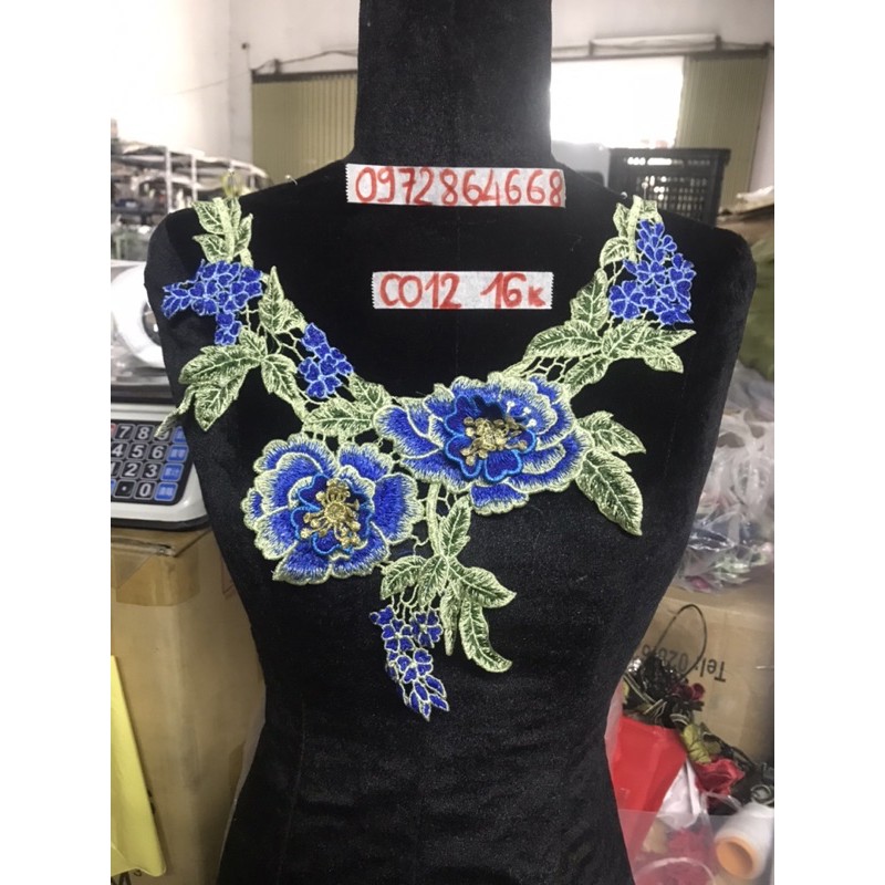 Cổ thêu hoa nổi mã CO12