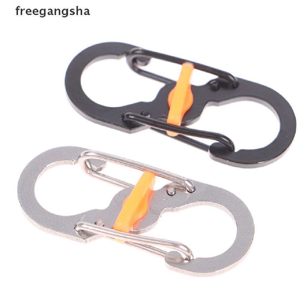 Móc khóa cài carabiner có đầu móc hình chữ S số 8 dành cho cắm trại leo núi ngoài trời