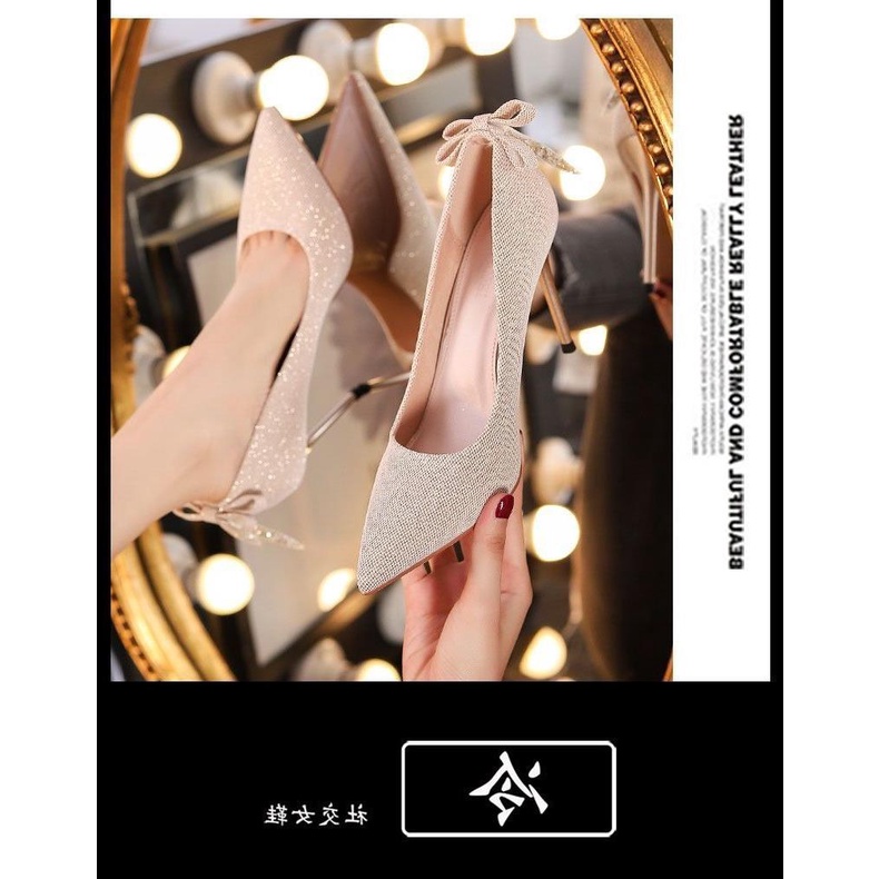 Giày cao gót mũi nhọn thời trang xuân thu Pháp 2021 sành điệu