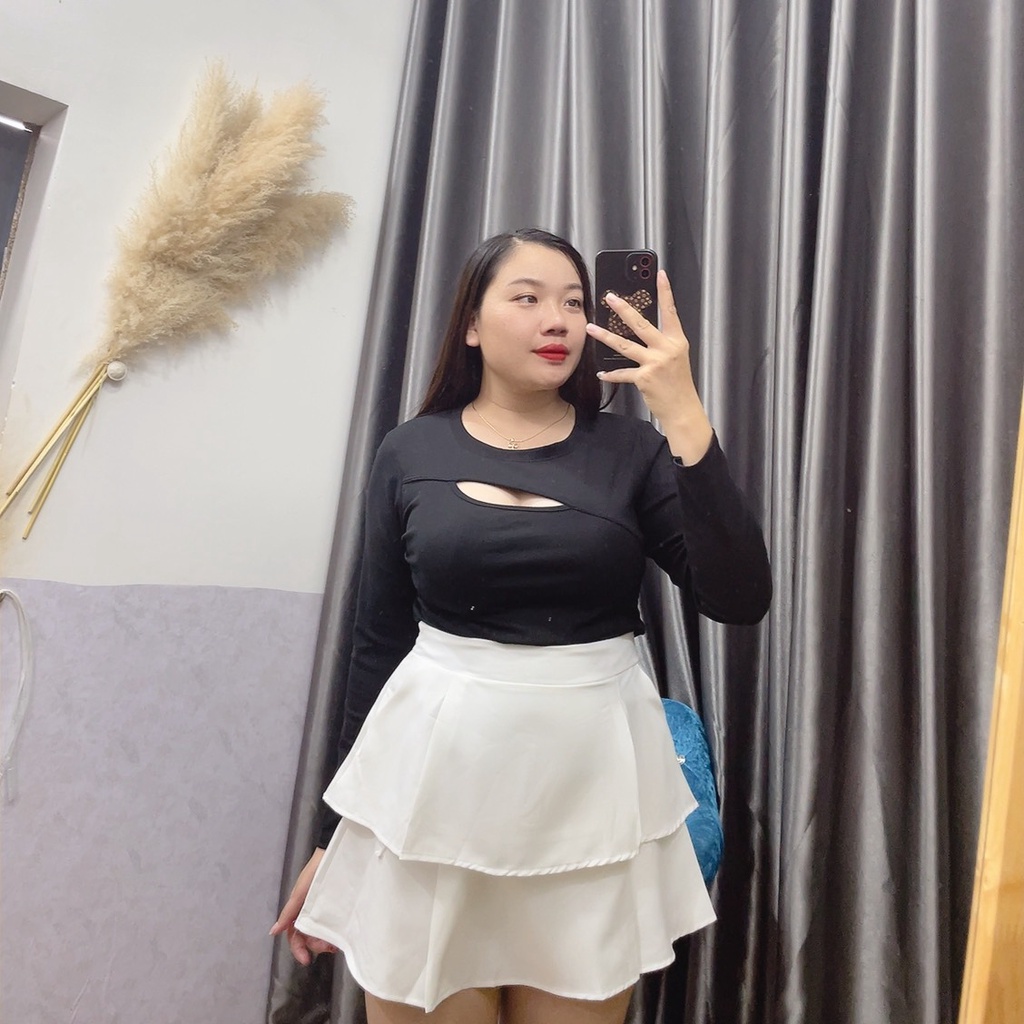 Áo Thun Kiểu Nữ Bigsize Tay Dài Cô Nhỏ Bigsize,Áo Kiểu Nữ Size Lớn Tôn Dáng Chất Thun Borib Co Dãn TD3