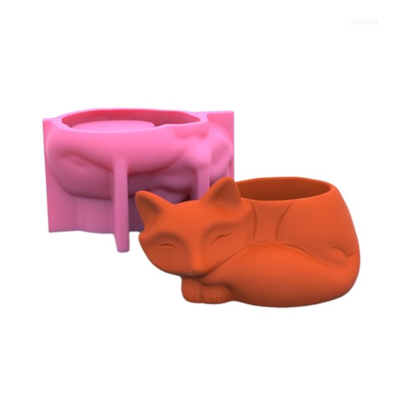 Khuôn Silicone Dùng Làm Chậu Cây Mọng Nước DIY Hình Cáo Nhỏ