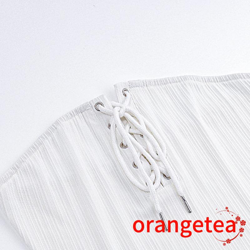 Áo Croptop Trễ Vai Không Tay Màu Sắc Đơn Giản Cho Nữ