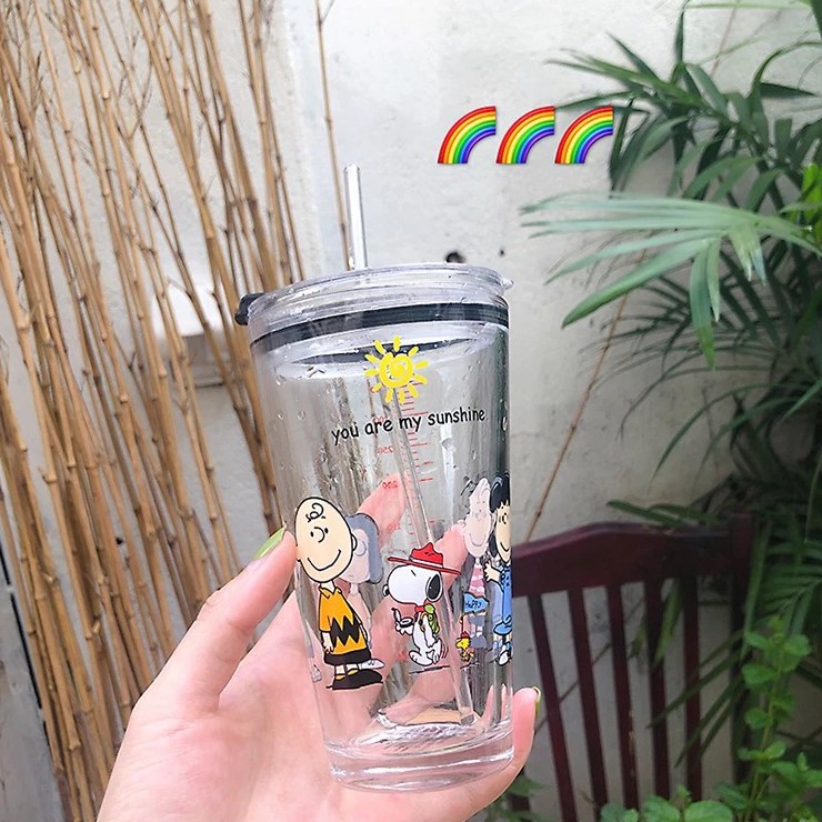 Cốc, Ly Thủy Tinh Uống Trà Cafe Snoopy You are my Sunshine