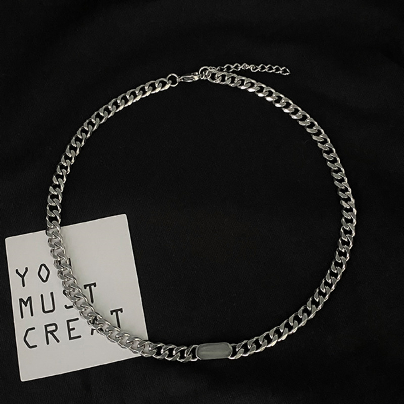 Dây Chuyền Thép Titan Mặt Vuông Tròn Cá Tính 191001Dây Chuyền Thiết Kế Đơn Giản Phong Cách Hip Hop Cá Tính