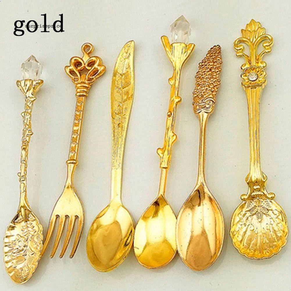 Bộ 6 món dụng cụ ăn bằng hợp kim kiểu dáng cổ điển