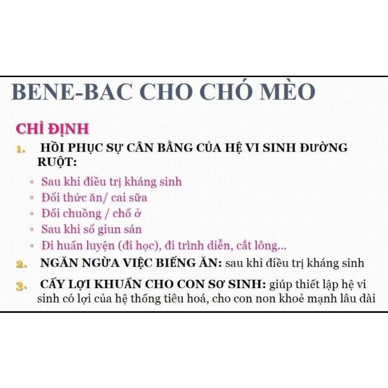 Men Tiêu Hoá Bene-Bac Cho Chó Mèo