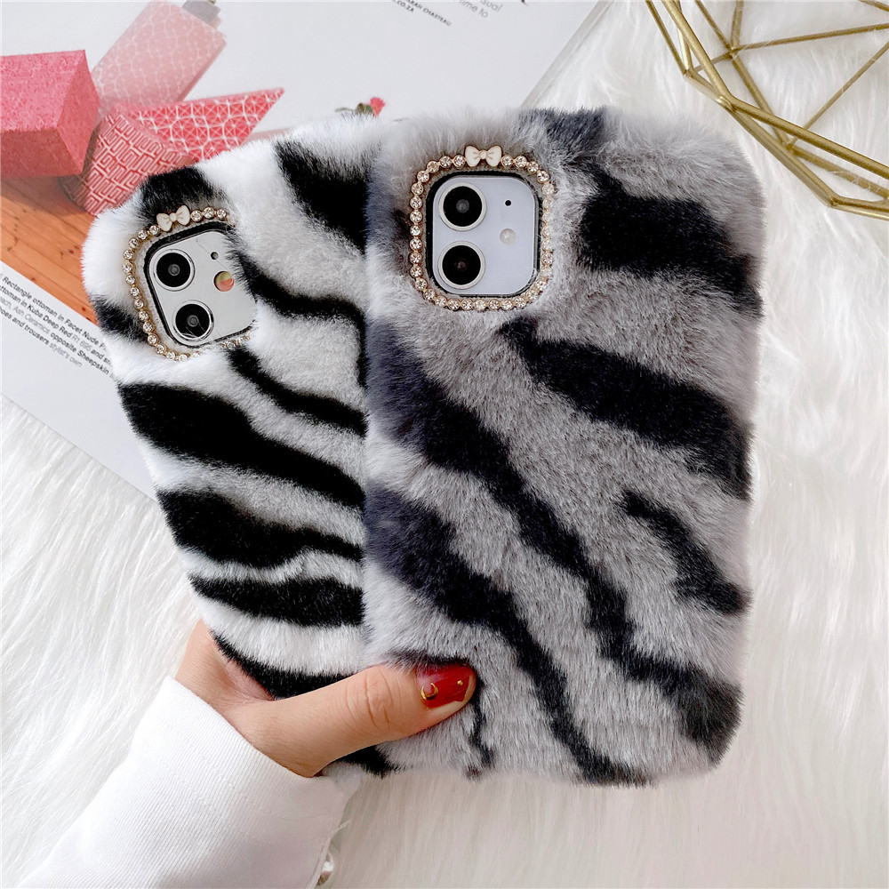 Fashion Leopard Print Plush Casing for iPhone 11 Pro Max SE2 X XS Max XR 7 8 6 6s Plus Case TPU Solicone Drop Protection Leather Cover