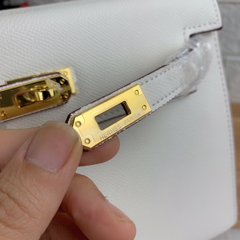 Túi xách Hermes kelly super màu trắng size 25cm (có sẵn)