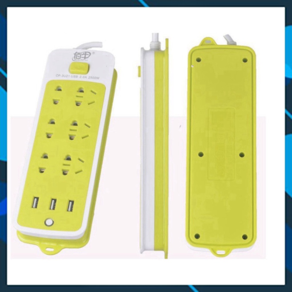 Ổ CẮM ĐIỆN 2,5M 6 JACK CẮM VÀ 3 CỔNG USB SIÊU THÔNG MINH | (TT65)