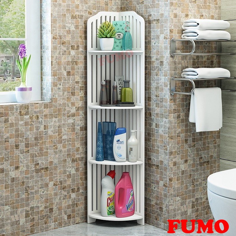 Kệ góc tường đa năng kệ nhà tắm 4 tầng gỗ PVC cao cấp chống nước FUMO SP024