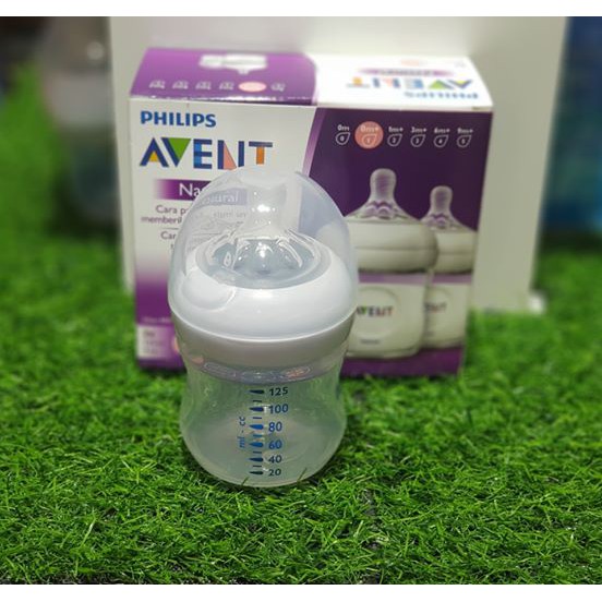Bình sữa Avent nhựa PP mô phỏng tự nhiên 125ml + Núm ty 1 tia siêu mềm Đơn