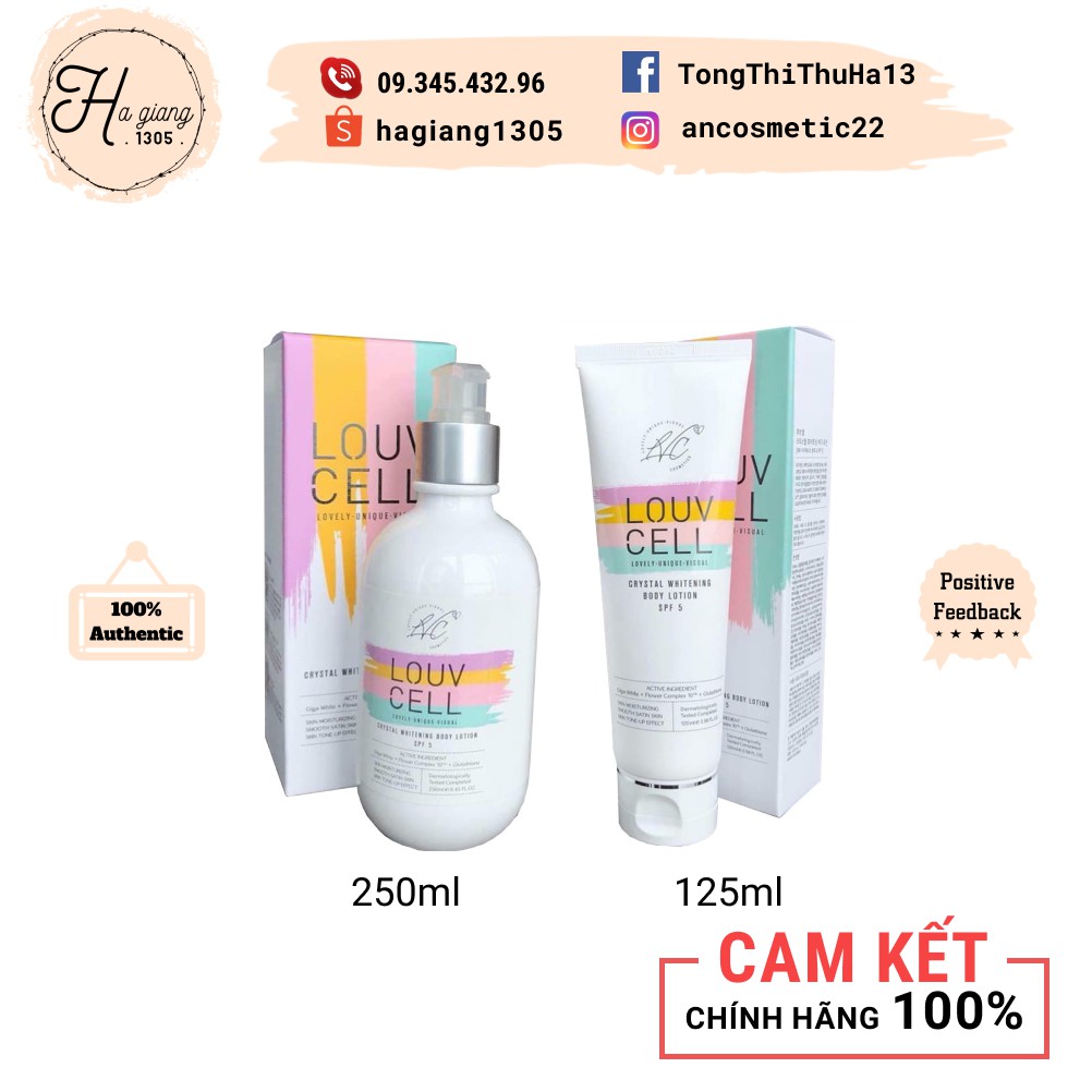 Sữa dưỡng thể trắng da Body Louv Cell Lotion SPF 5 làm trắng da, làm giảm các vết thâm