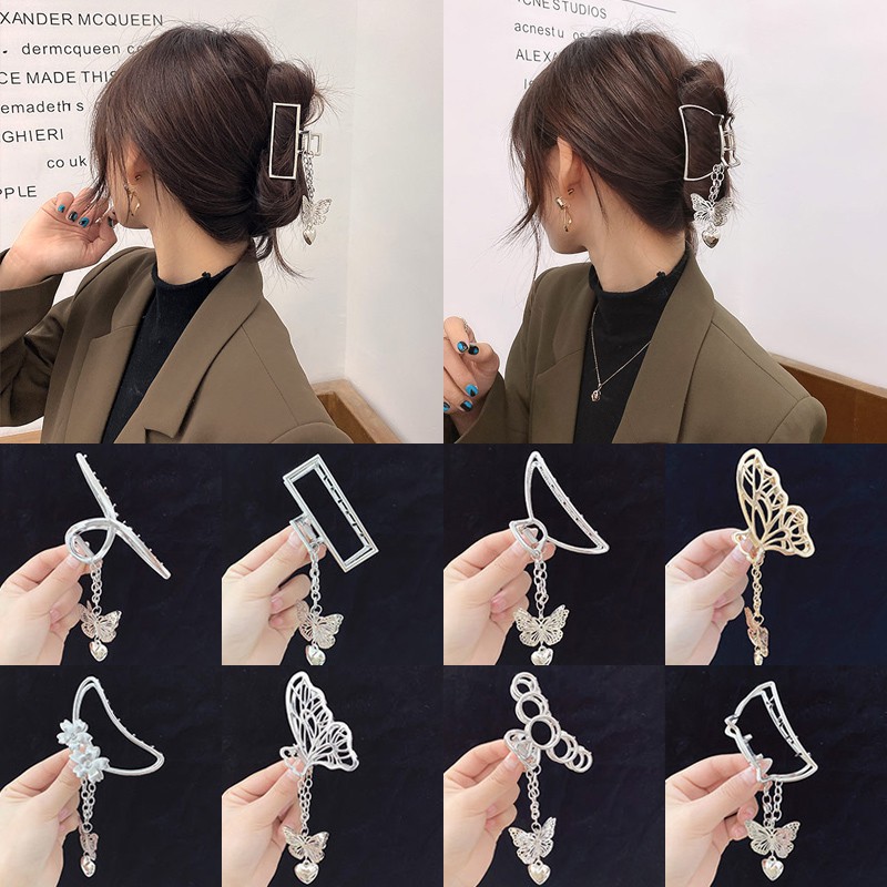 Kẹp tóc càng cua hình bướm bằng thép không gỉ thời trang Hàn Quốc