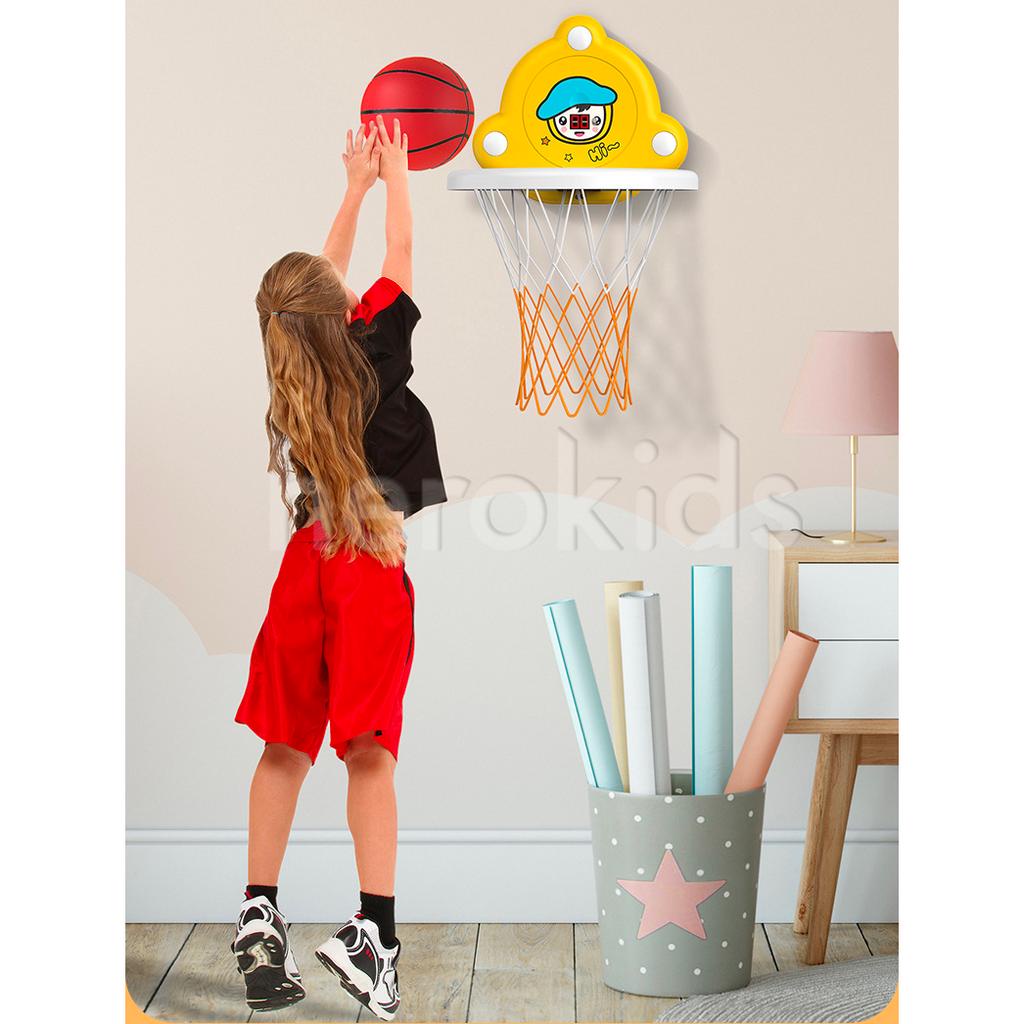 Bộ đồ chơi bóng rổ cho bé trai và bé gái, bóng rổ treo tường tính điểm tự động kèm phụ kiện