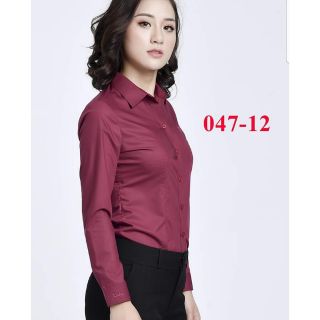 CÓ SẴN.Áo sơ mi nữ Thái Hòa đỏ đô mã 047.