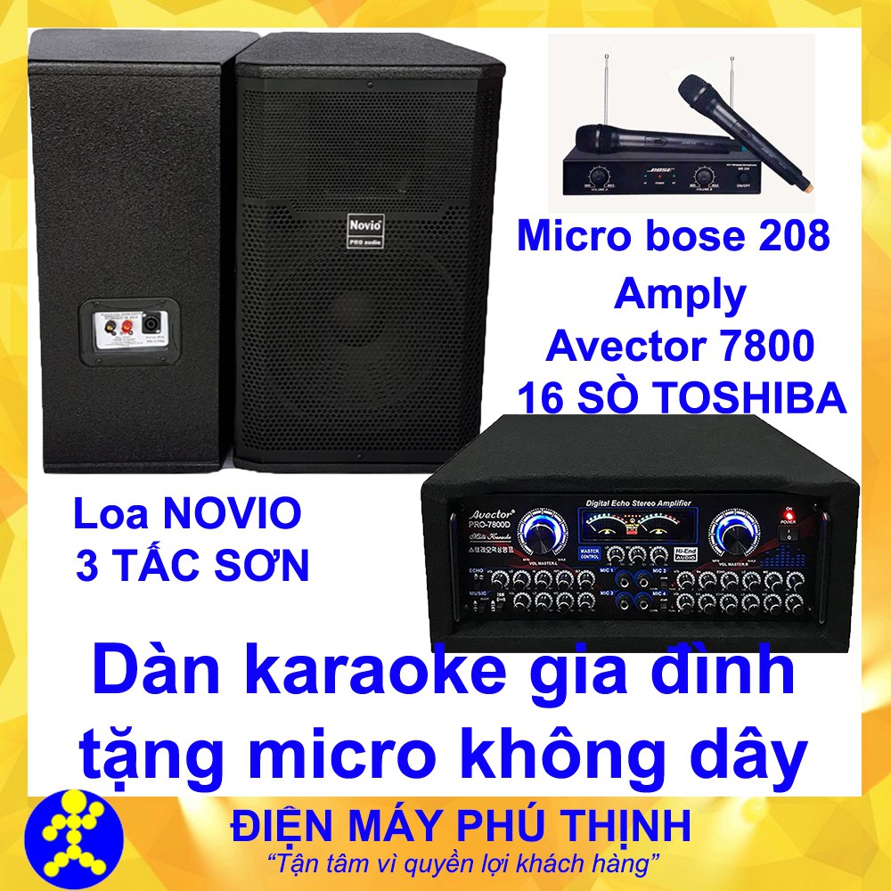 Dàn karaoke gia đình Dàn karaoke gia đình hay, Dàn karaoke giá rẻ CẶP LOA NOVIO 3 TẤC SƠN VÀ AMPLY KARAOKE AVECTOR 7800