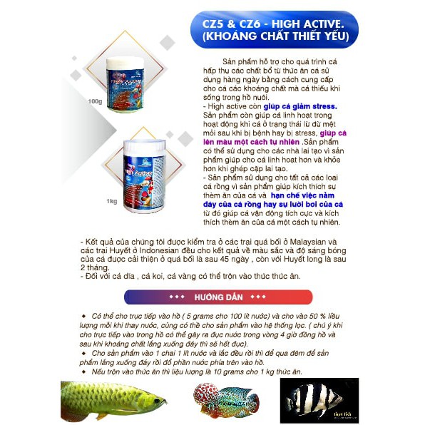 HIGH ACTIVE Khoáng Chất Giúp Cá Sung,Giảm Stress,Lên Màu Đẹp. Hàng Thái Lan