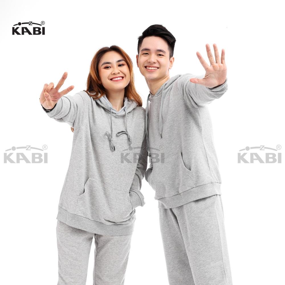 Đồ bộ áo khoác nam hoodie KABI xám trơn đồ thu đông thun cotton nỉ có dây kéo