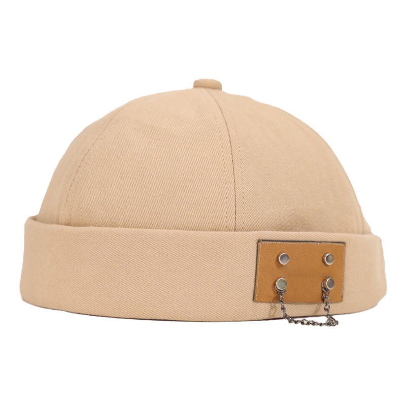 Mũ Beanie Cotton Thoáng Khí Không Vành Kèm Miếng Dán Trang Trí