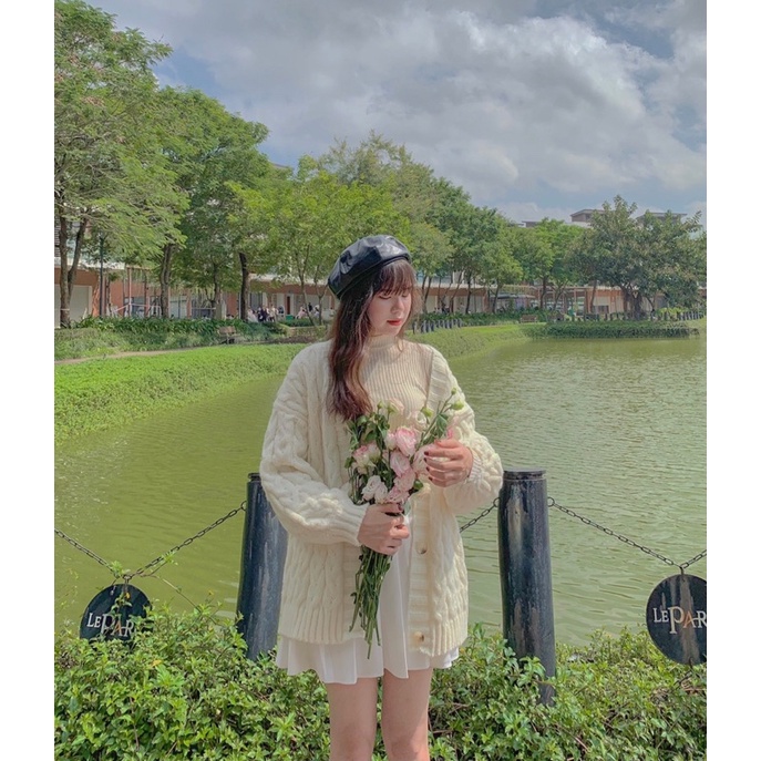 Áo CARDIGAN LEN TRƠN HAI MÀU ULZZANG FREESIZE