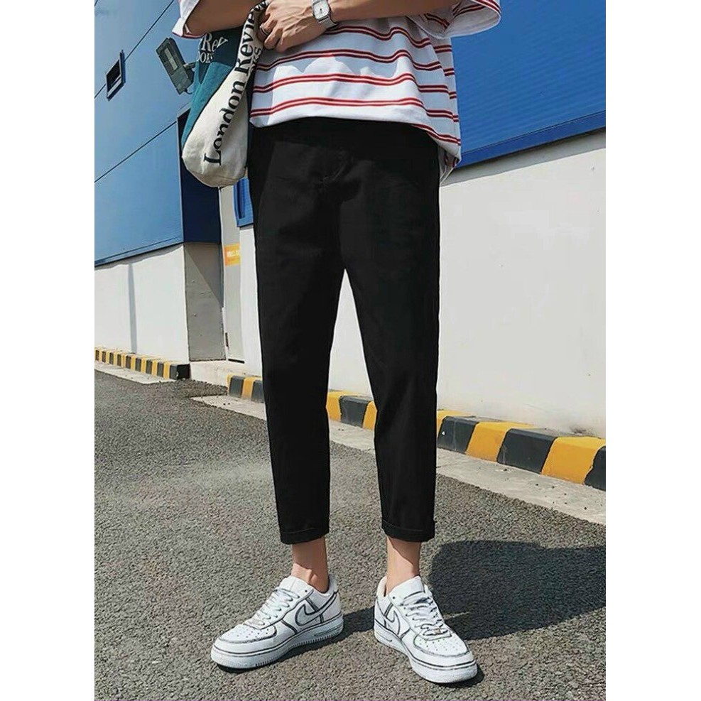 Quần Baggy Nam Nữ KAKI Ống Suông Unisex - Kiểu quần kaki đen và kem cực hot trends2021