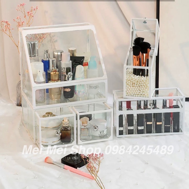 Kệ Tủ Đựng Mỹ Phẩm Thuỷ Tinh White Phong Cách Hiện Đại