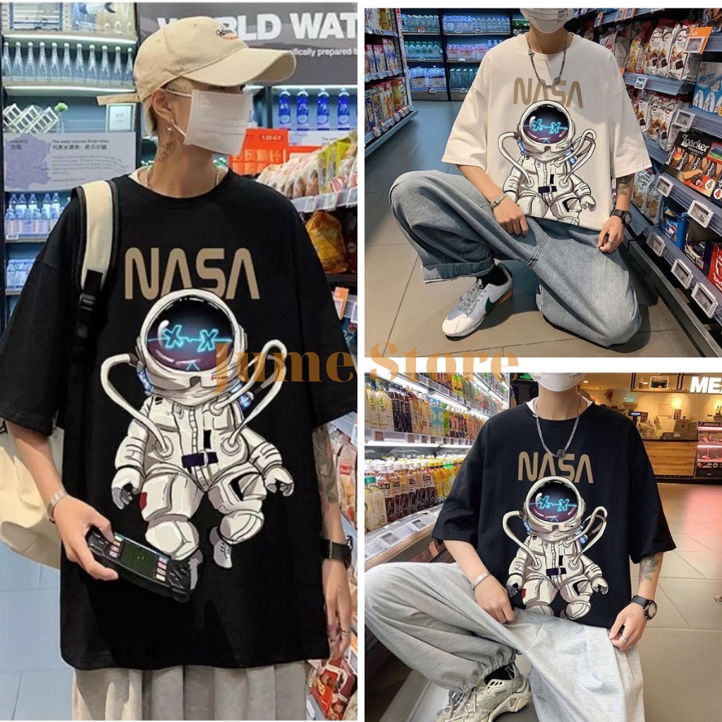 Áo Thun Tay Lỡ Unisex NASA Jume Store, Áo Phông Nam Nữ Form Rộng Đủ Size Từ 36kg Đến 80kg.